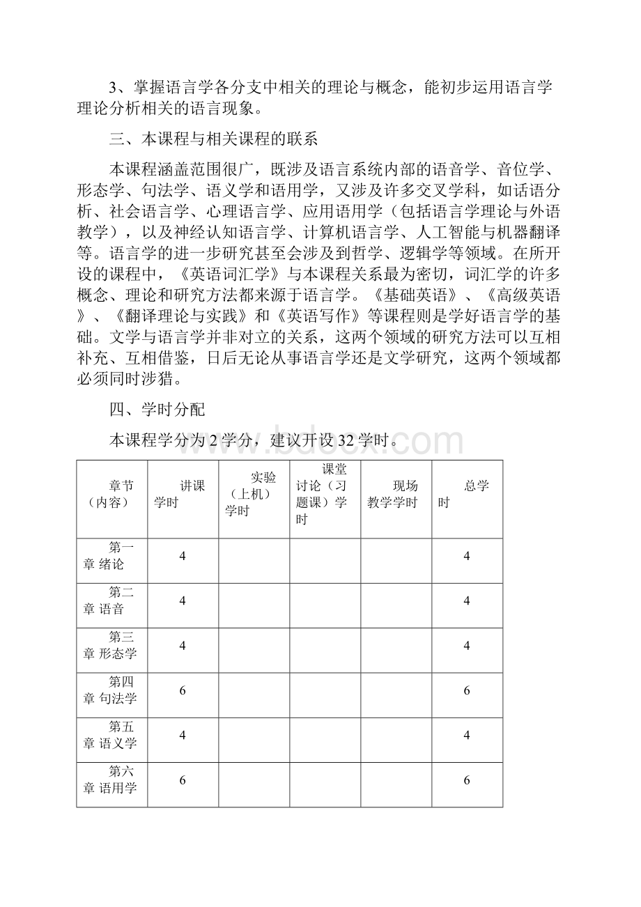 英语语言学概论教学大纲doc.docx_第2页