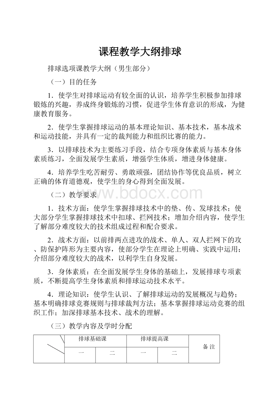 课程教学大纲排球.docx_第1页