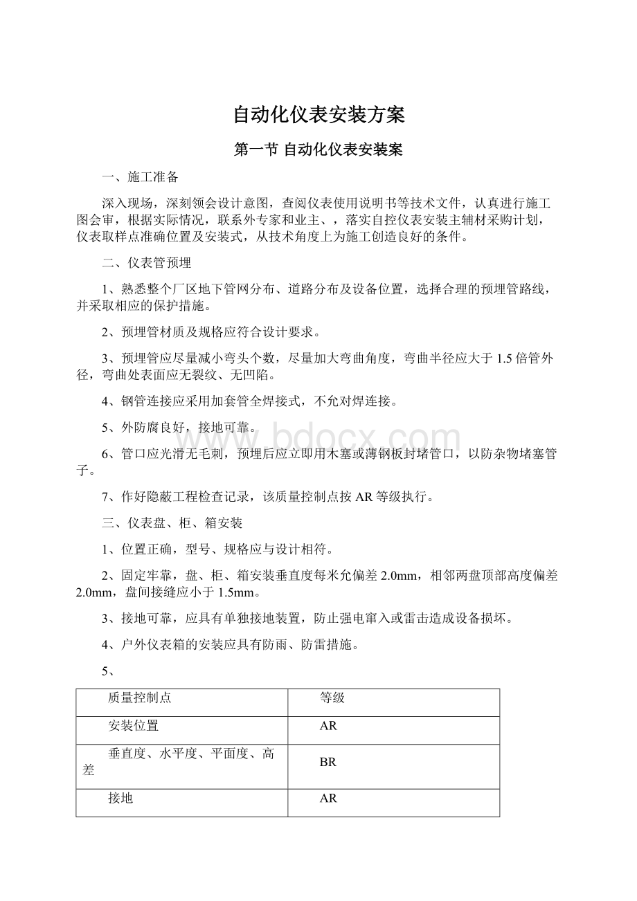 自动化仪表安装方案.docx_第1页