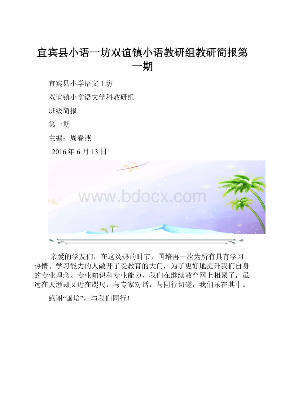 宜宾县小语一坊双谊镇小语教研组教研简报第一期.docx