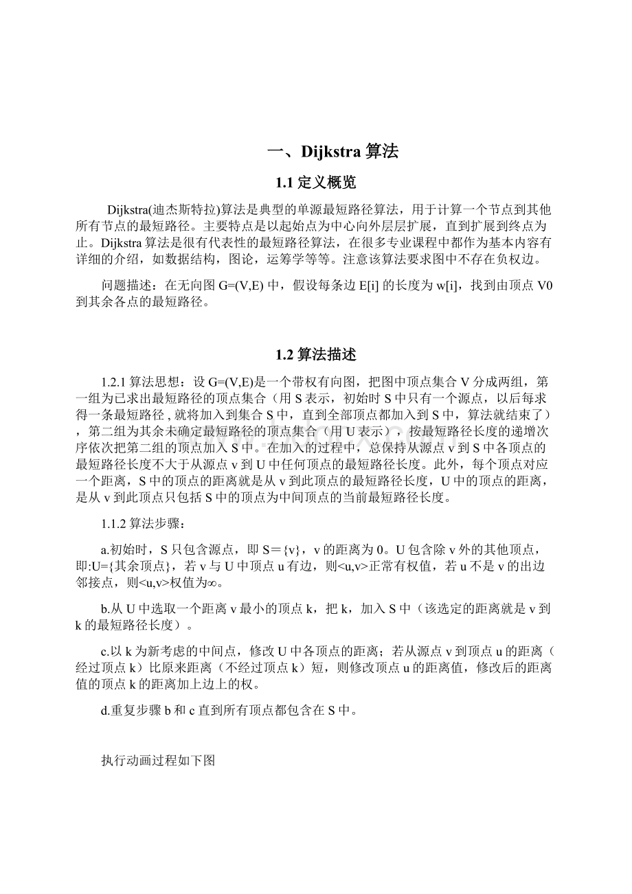 迪杰斯特拉算法和Floyd算法实现无向图的最短路径的计算和求解.docx_第2页