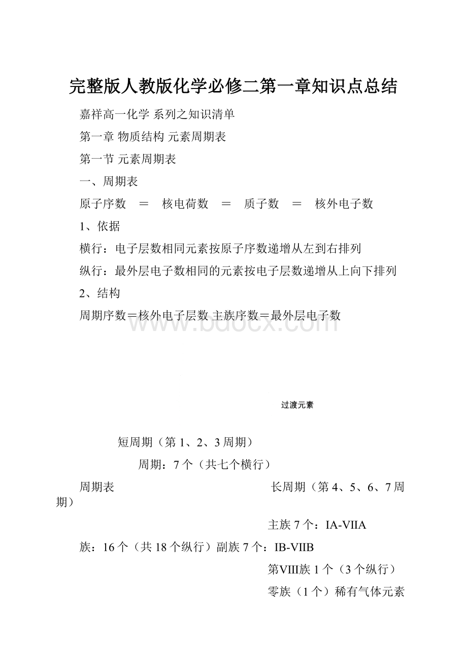 完整版人教版化学必修二第一章知识点总结.docx_第1页