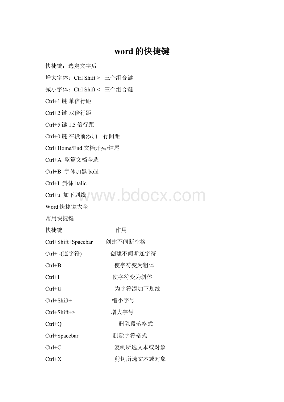 word的快捷键.docx