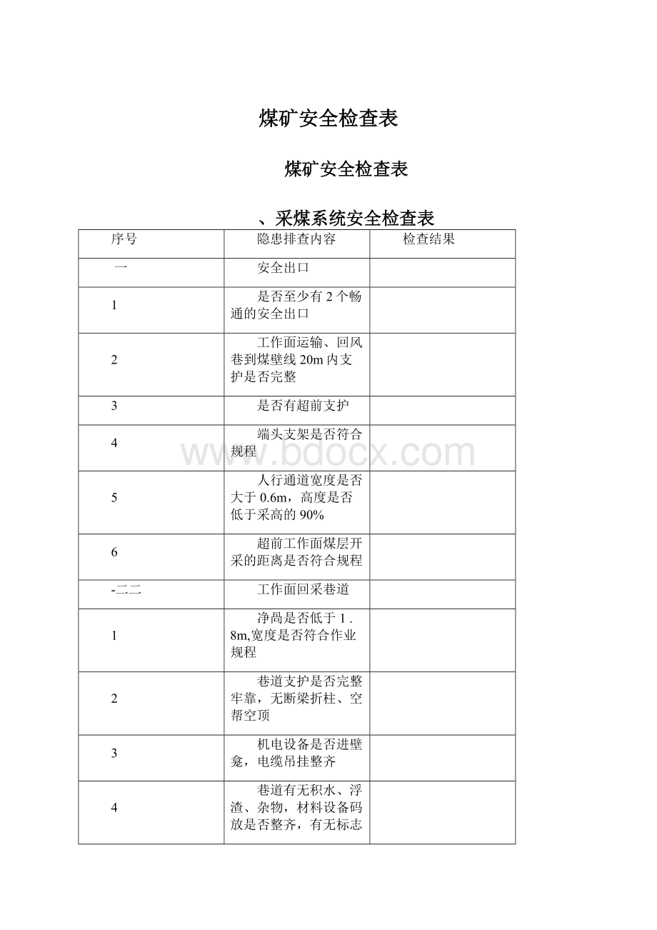 煤矿安全检查表.docx_第1页