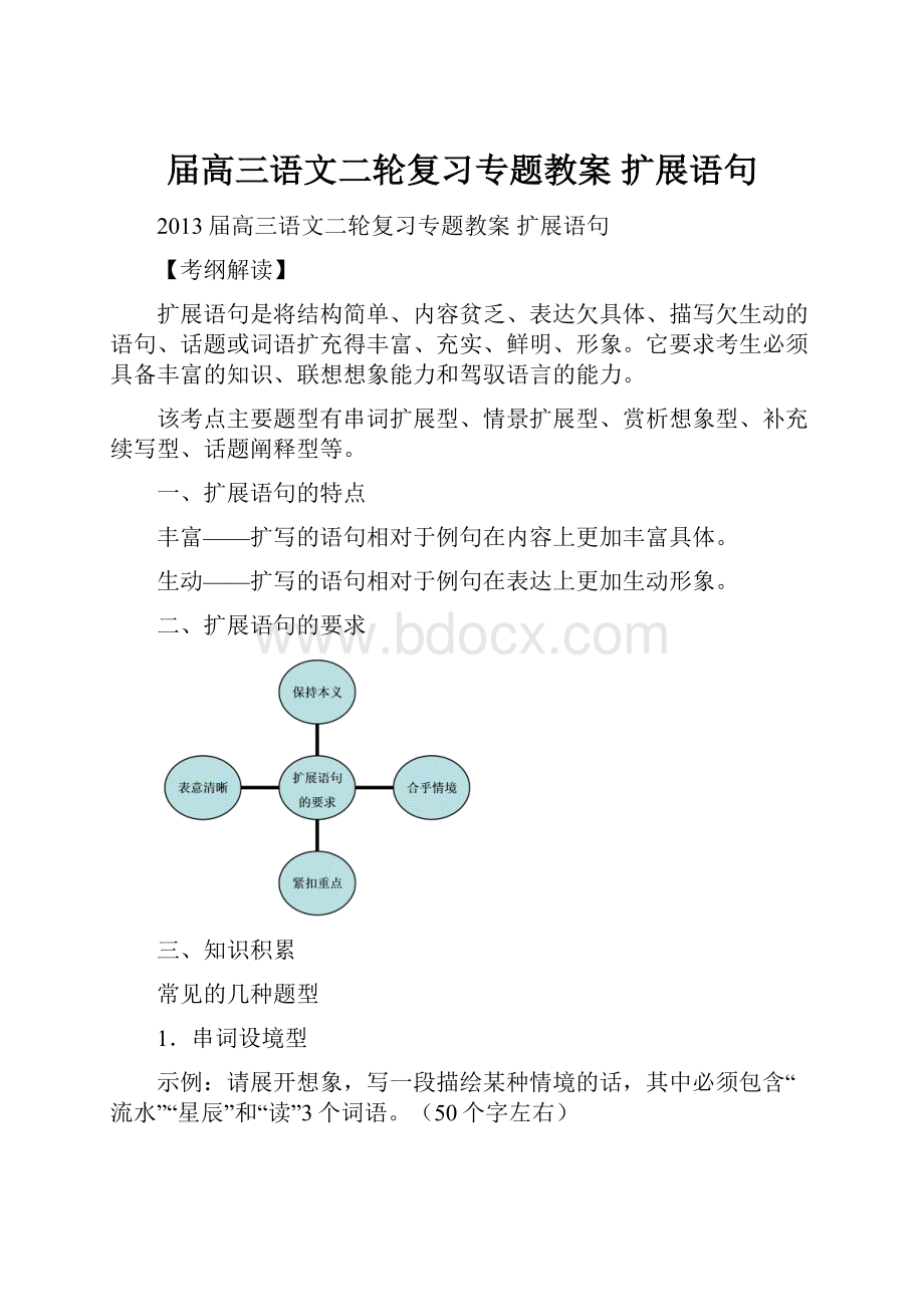 届高三语文二轮复习专题教案扩展语句.docx