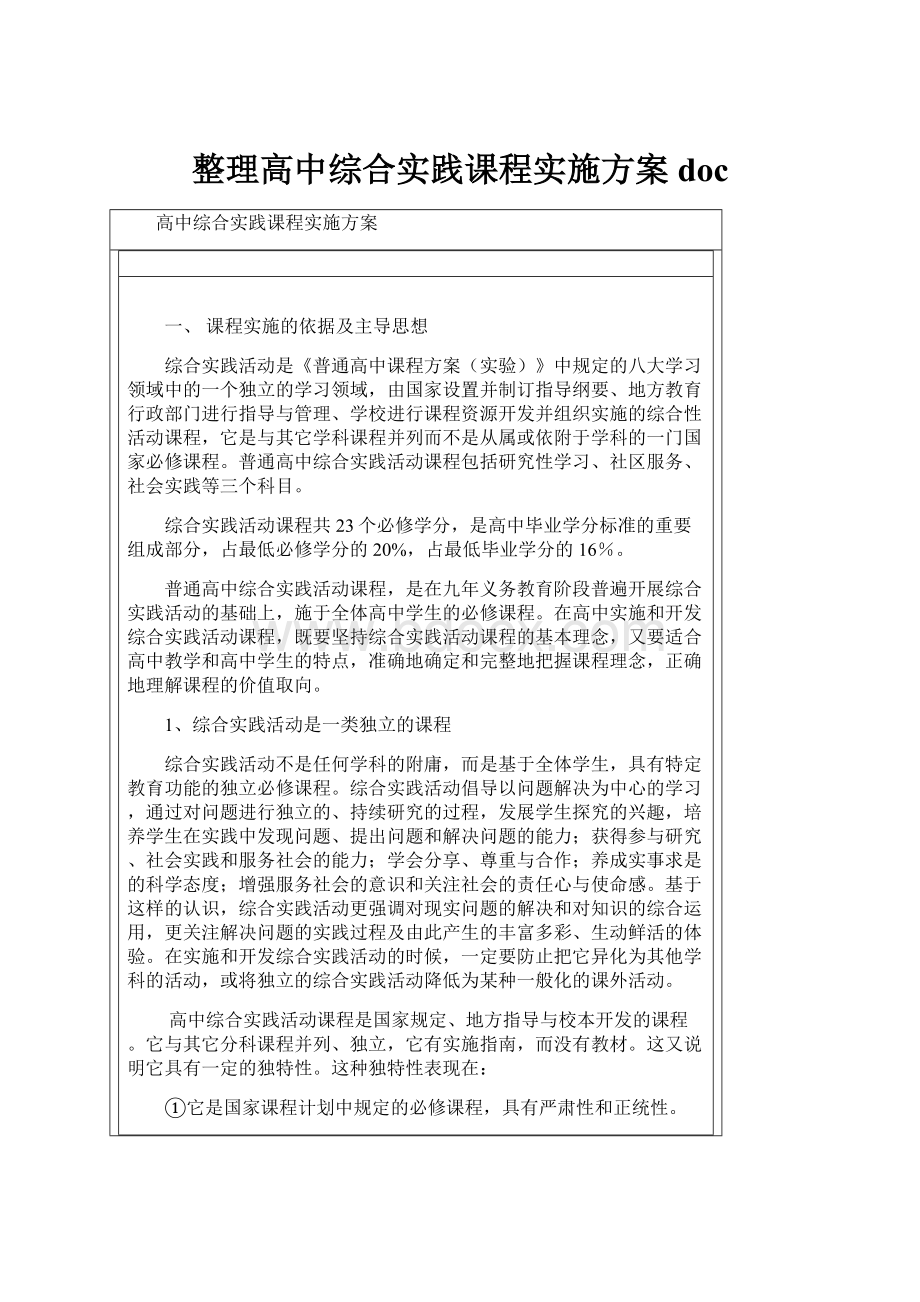 整理高中综合实践课程实施方案doc.docx