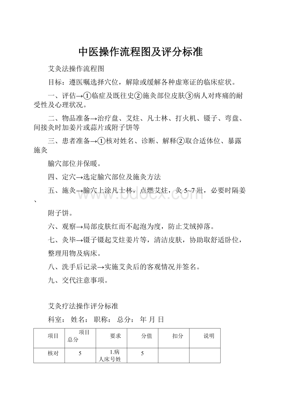 中医操作流程图及评分标准.docx_第1页