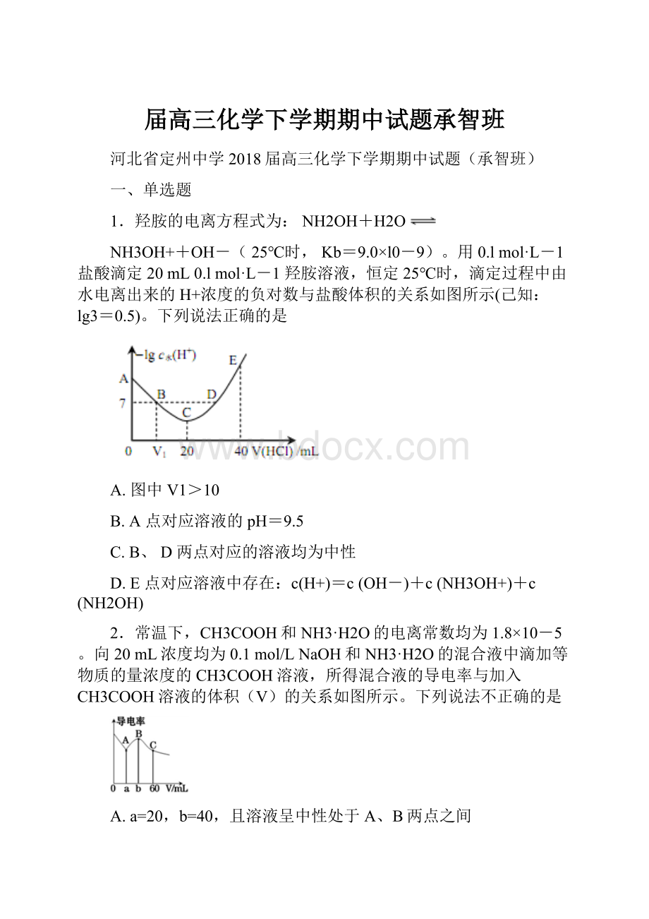 届高三化学下学期期中试题承智班.docx