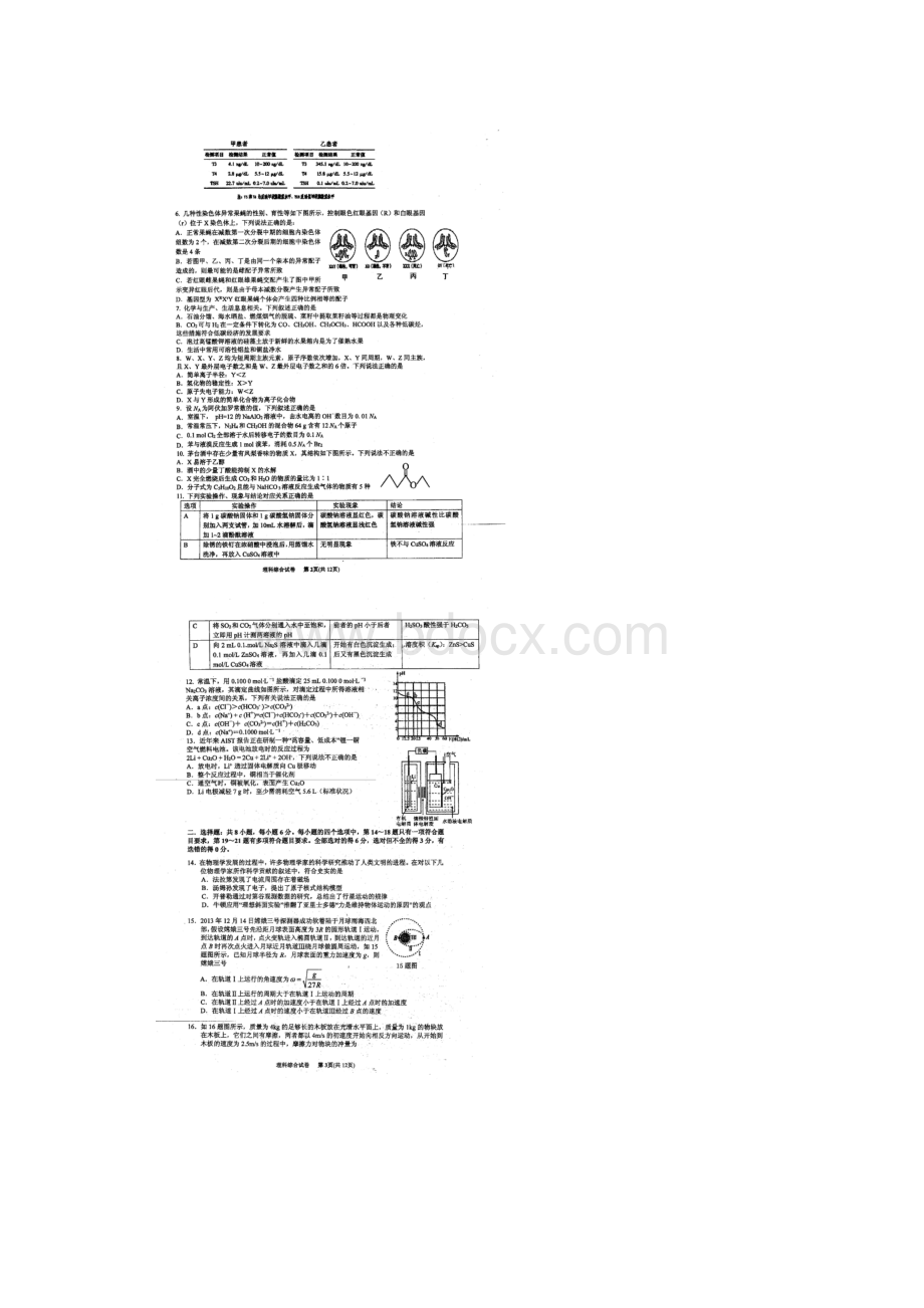 届重庆市第一中学高三上学期一诊模拟考试理科综合试题 扫描版.docx_第2页