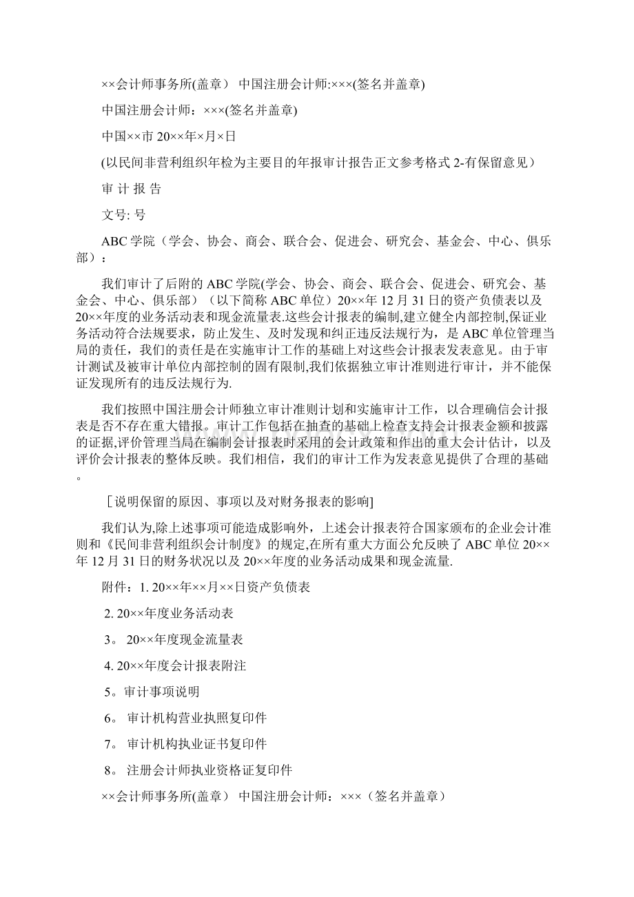 民间非营利组织年检审计报告参考格式范本模板.docx_第2页