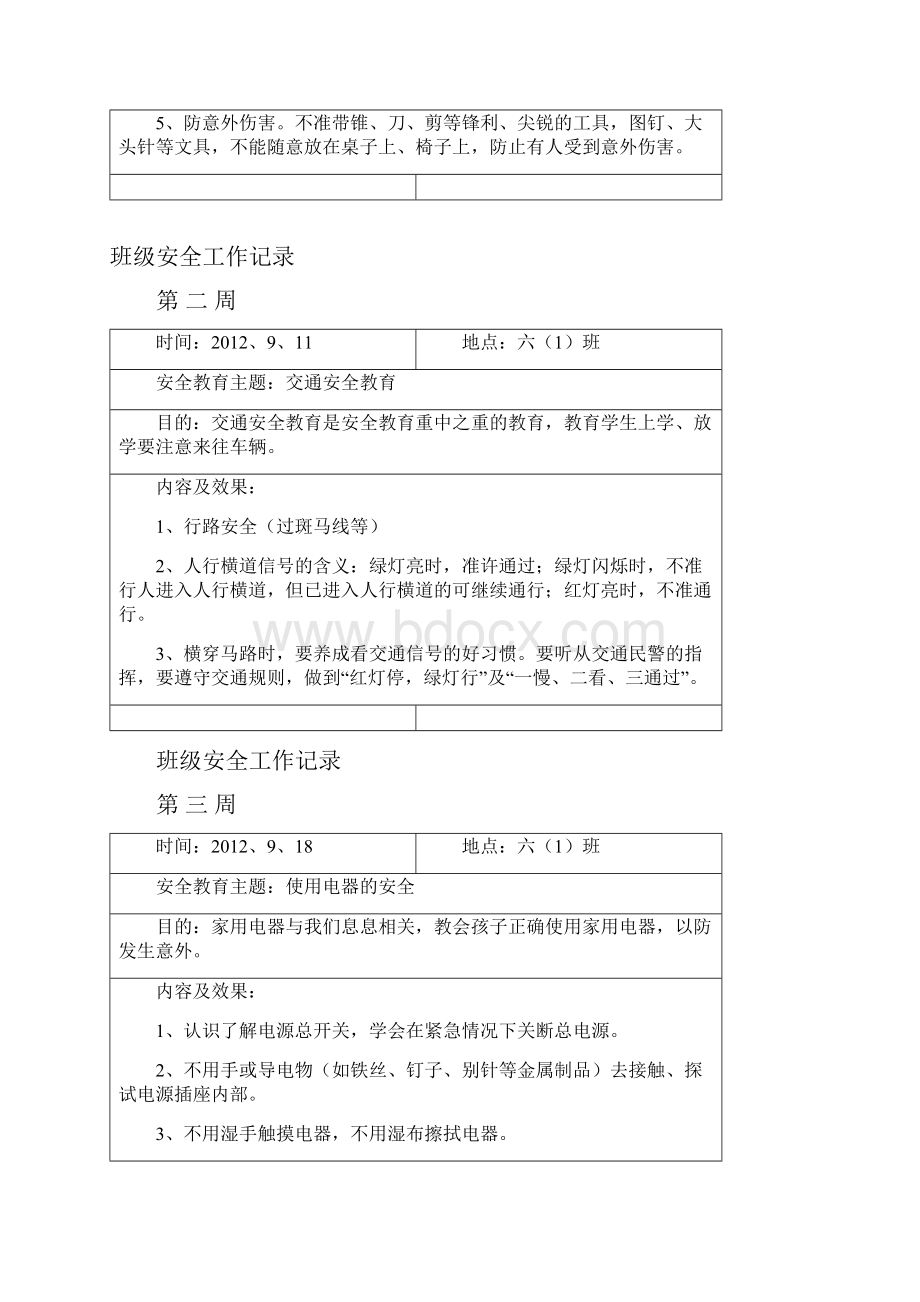 精选班级安全工作记录表格.docx_第2页