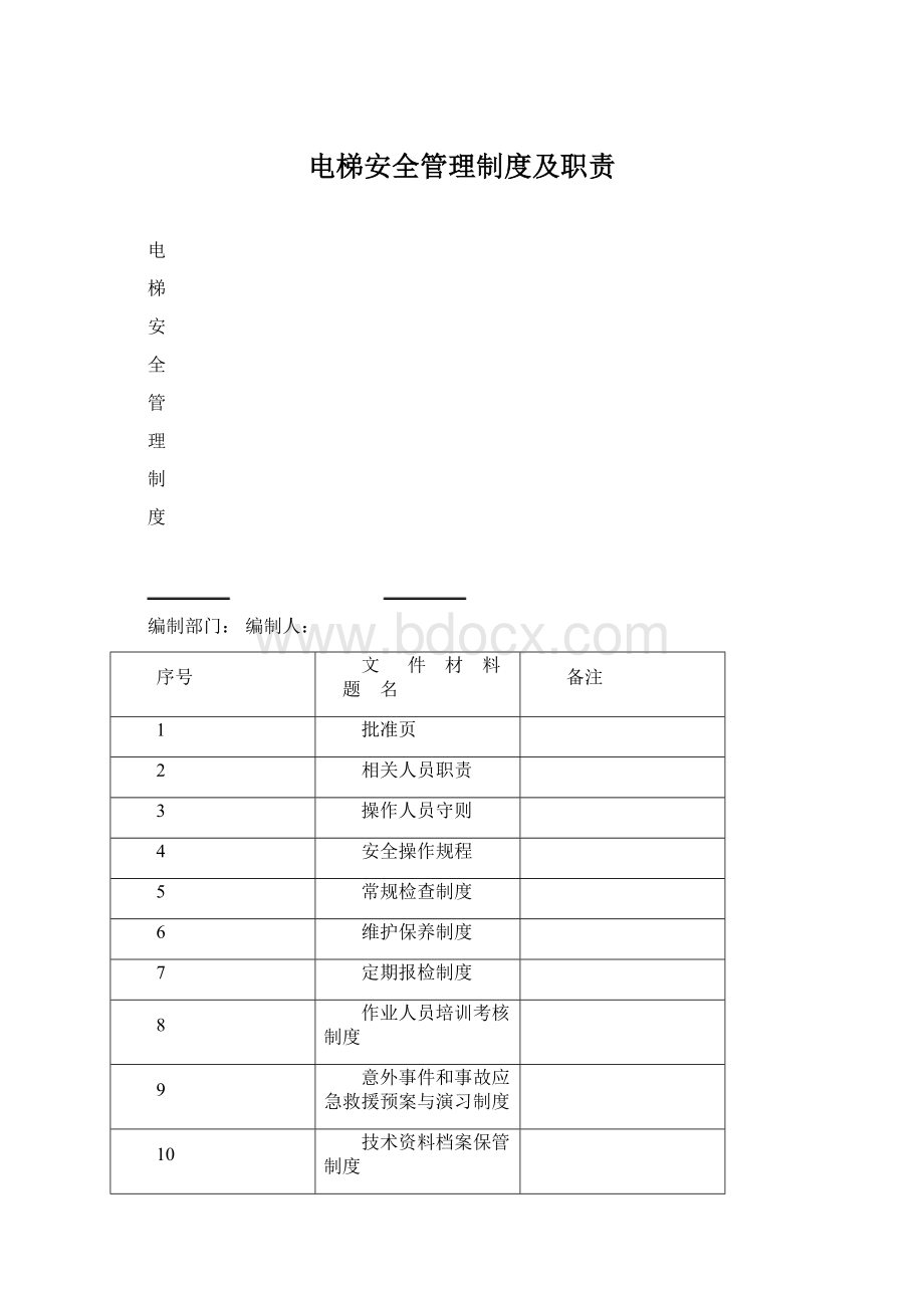 电梯安全管理制度及职责.docx