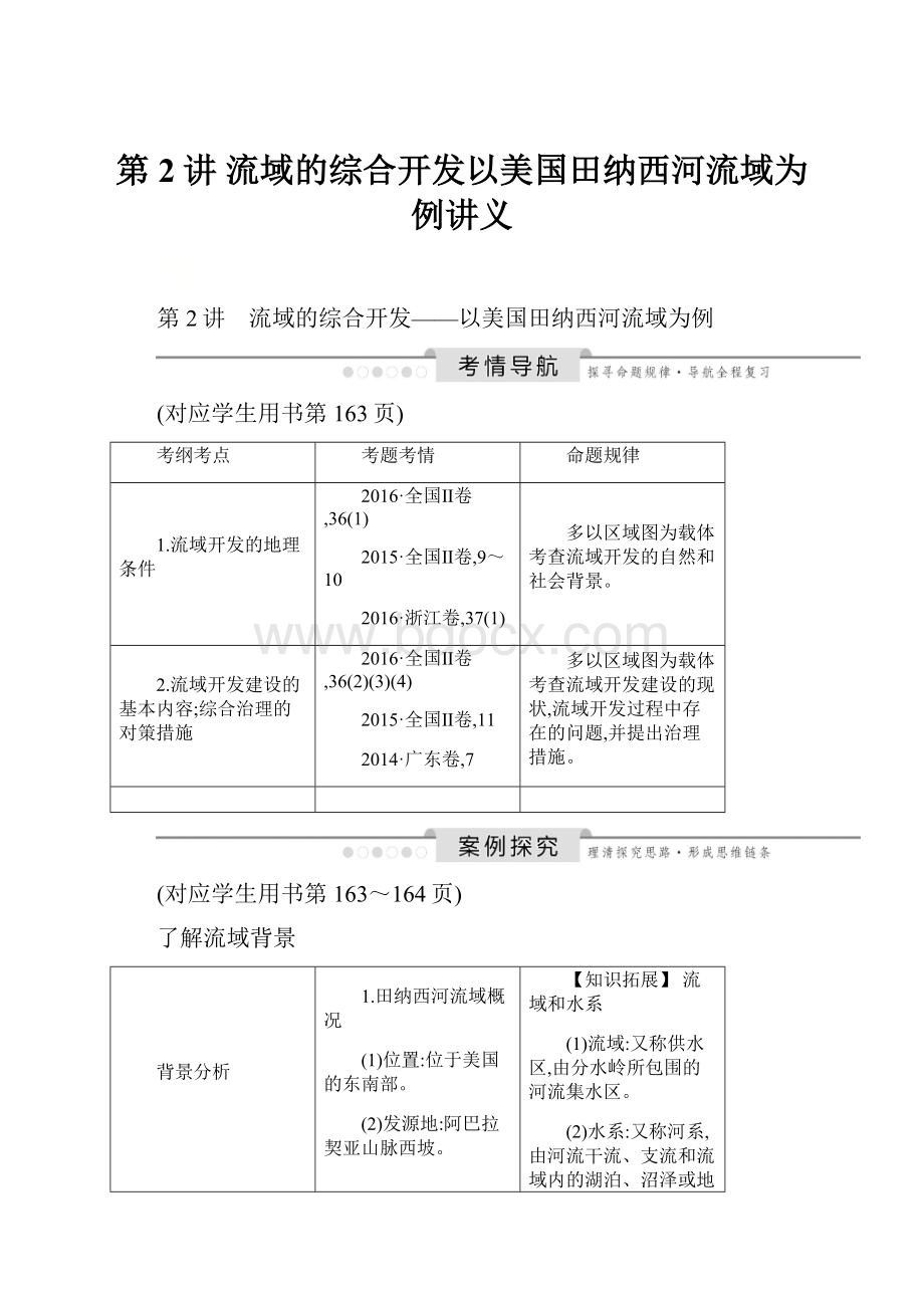 第2讲 流域的综合开发以美国田纳西河流域为例讲义.docx_第1页