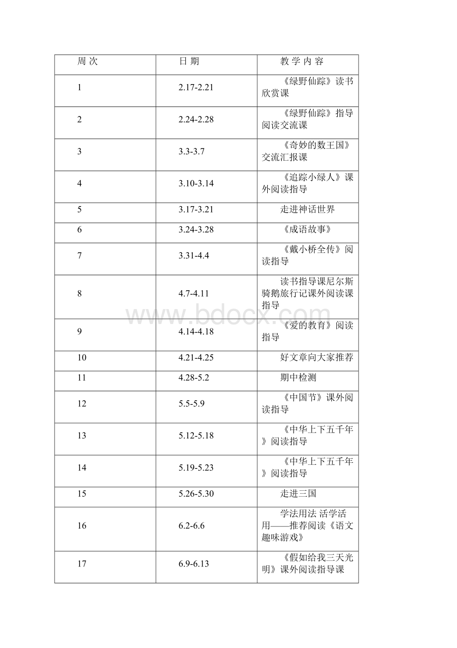 运河小学三年级阅读教学计划进度教案 1.docx_第3页