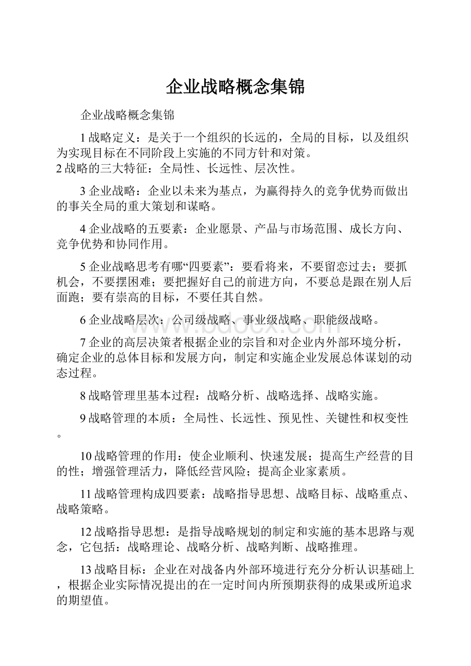 企业战略概念集锦.docx_第1页