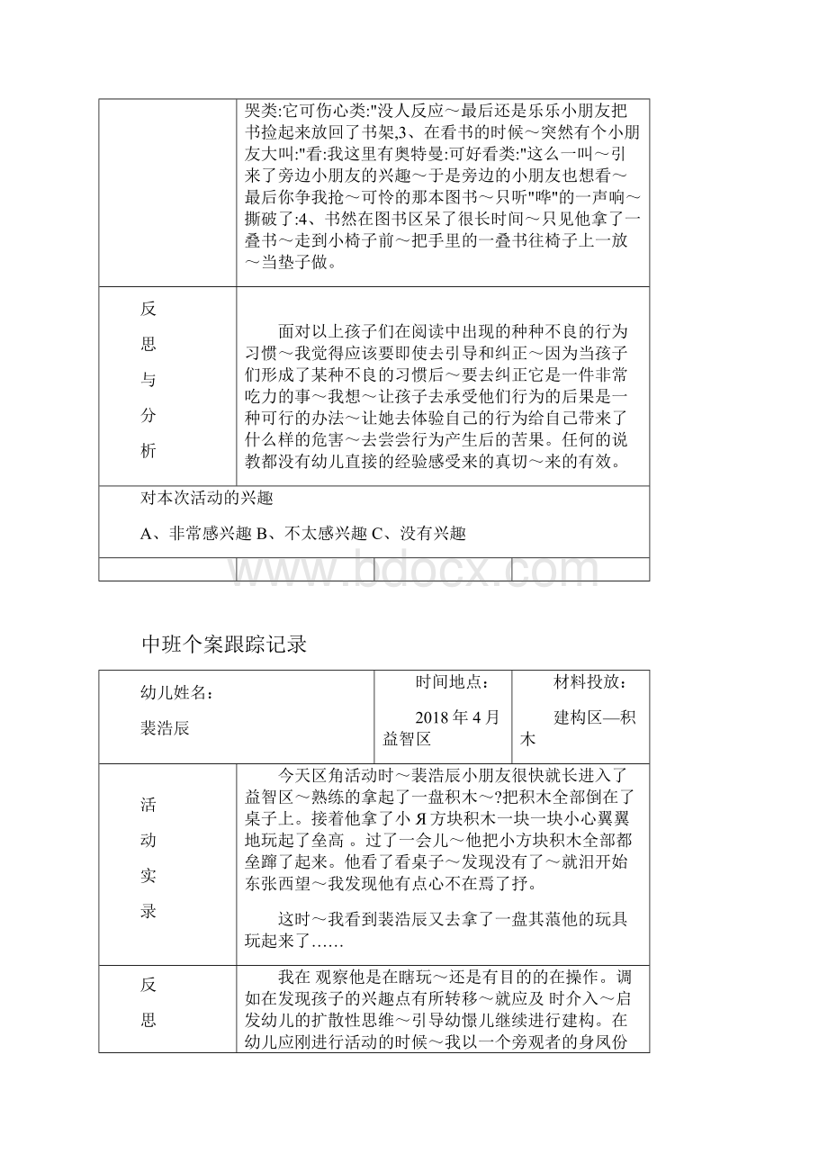 幼儿园小班建构观察记录20篇.docx_第3页