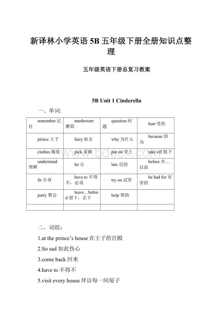 新译林小学英语5B五年级下册全册知识点整理.docx_第1页