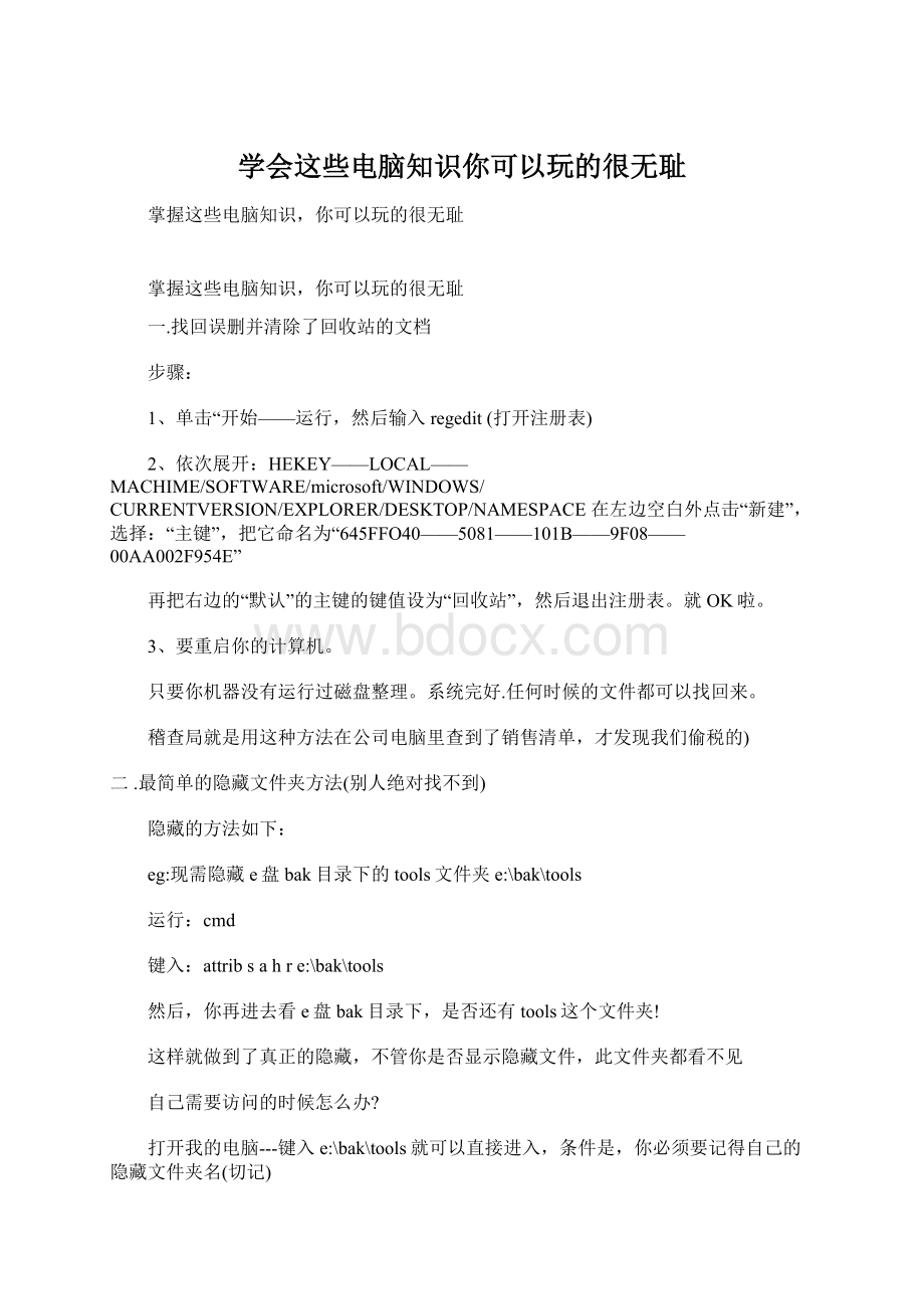 学会这些电脑知识你可以玩的很无耻.docx_第1页