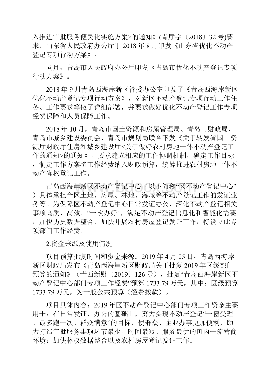 度青岛西海岸新区不动产登记中心部门专项工作经费项目绩效评价报告模板.docx_第3页