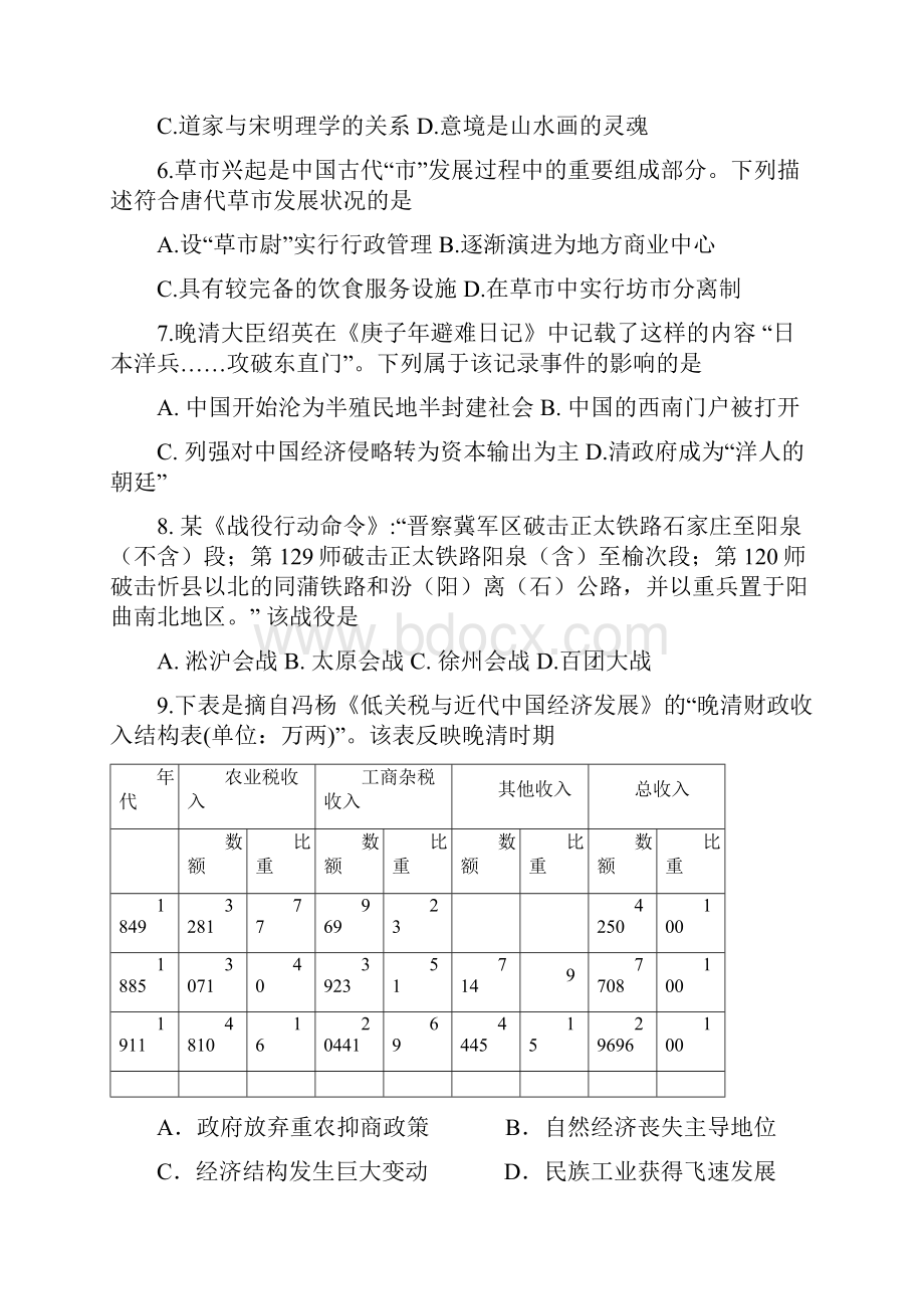 浙江省杭州届高三上学期历史周末自测卷二十.docx_第3页