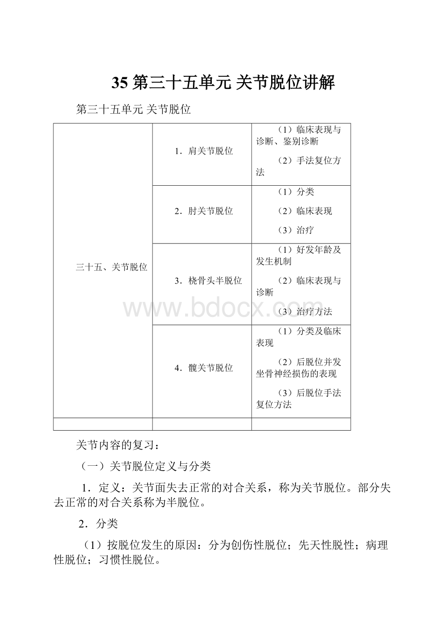 35 第三十五单元关节脱位讲解.docx