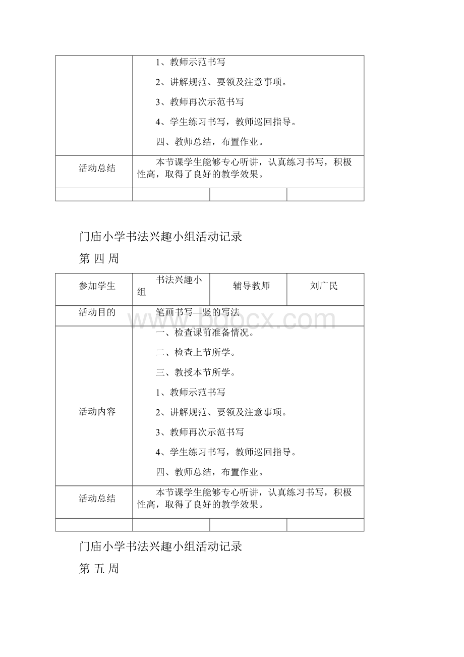 门庙小学书法兴趣小组活动记录.docx_第2页