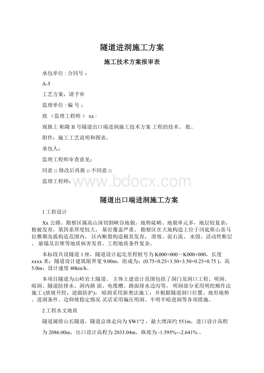 隧道进洞施工方案.docx