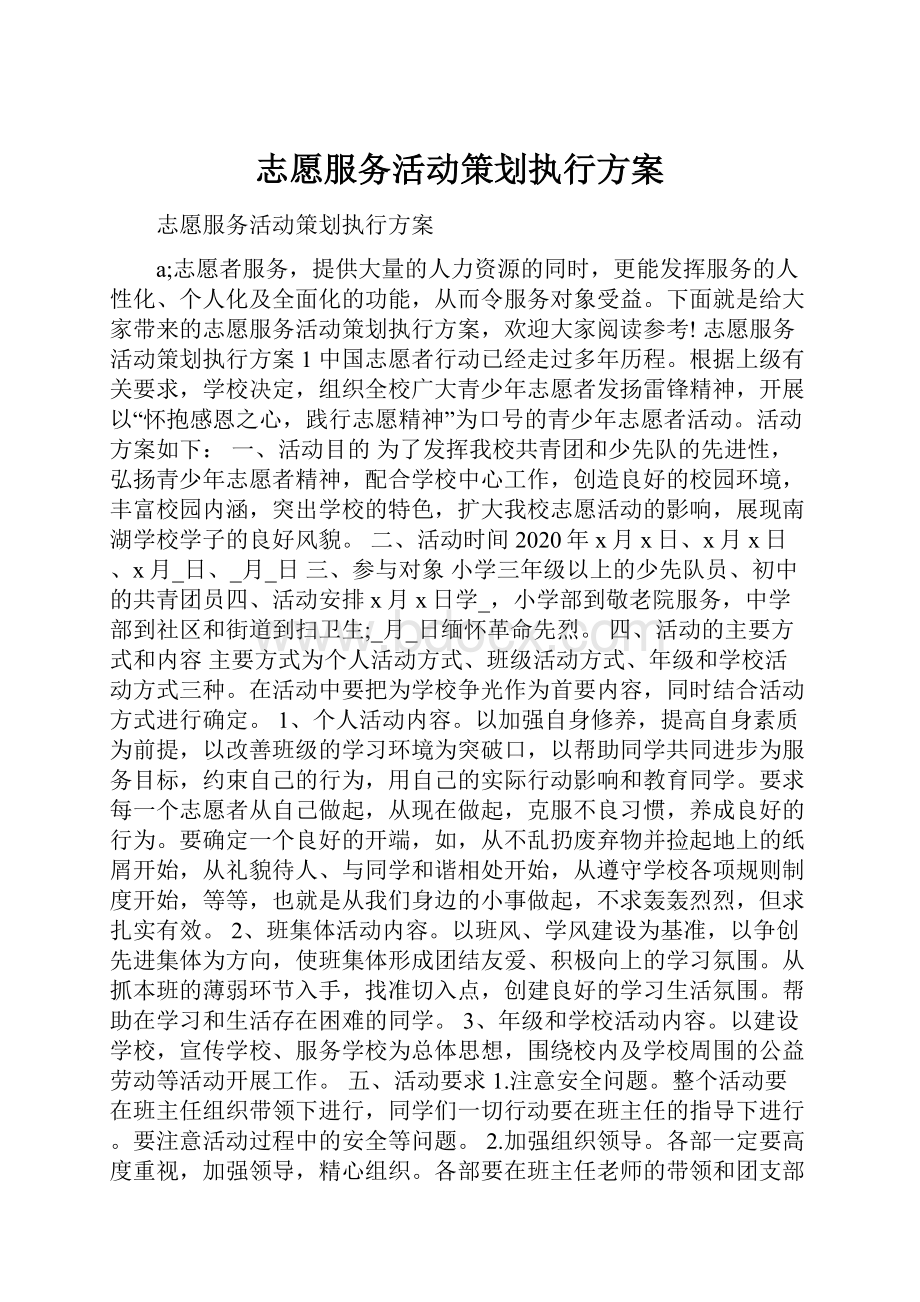 志愿服务活动策划执行方案.docx