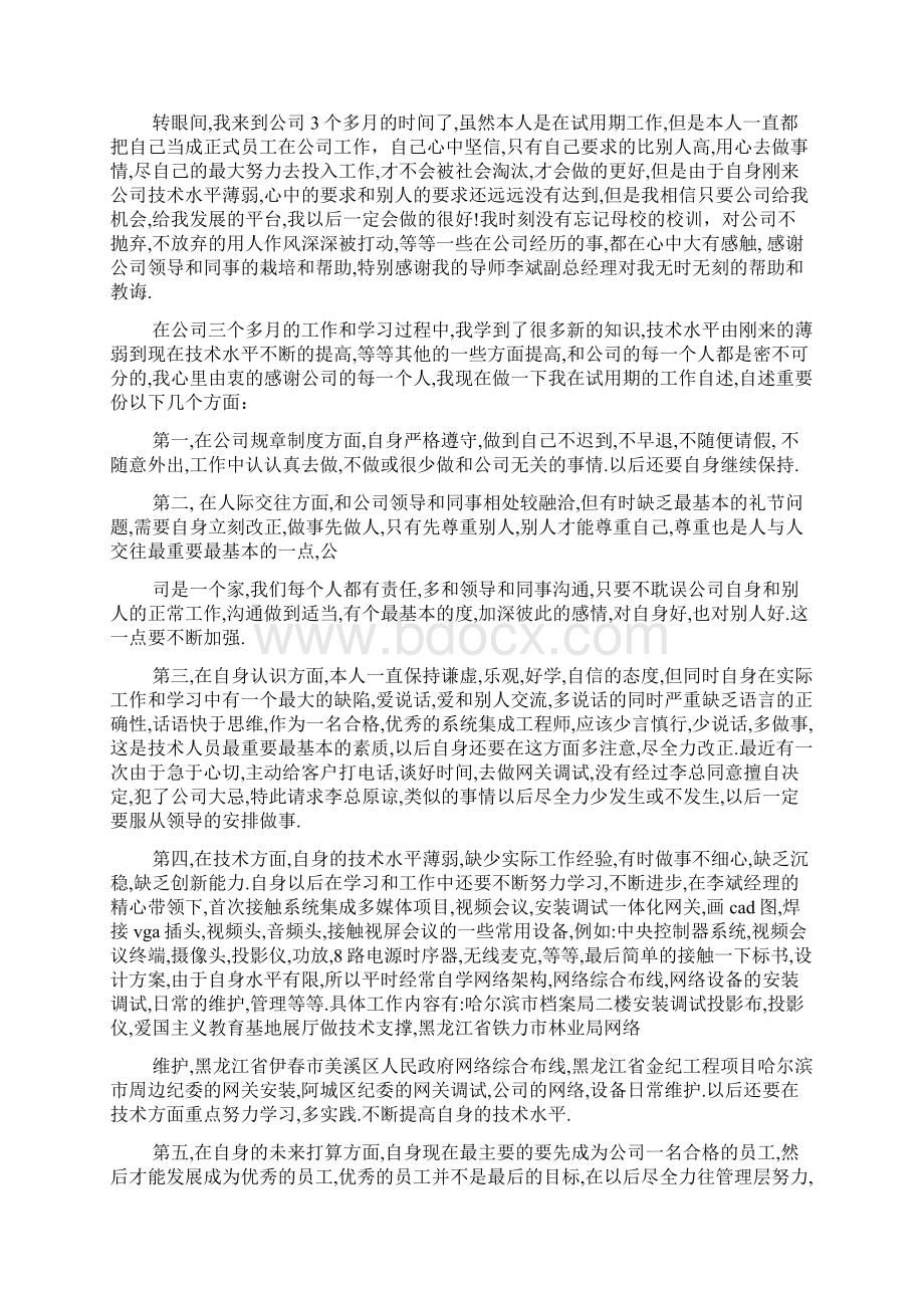 最新试用期转正工作自述精选多篇.docx_第2页