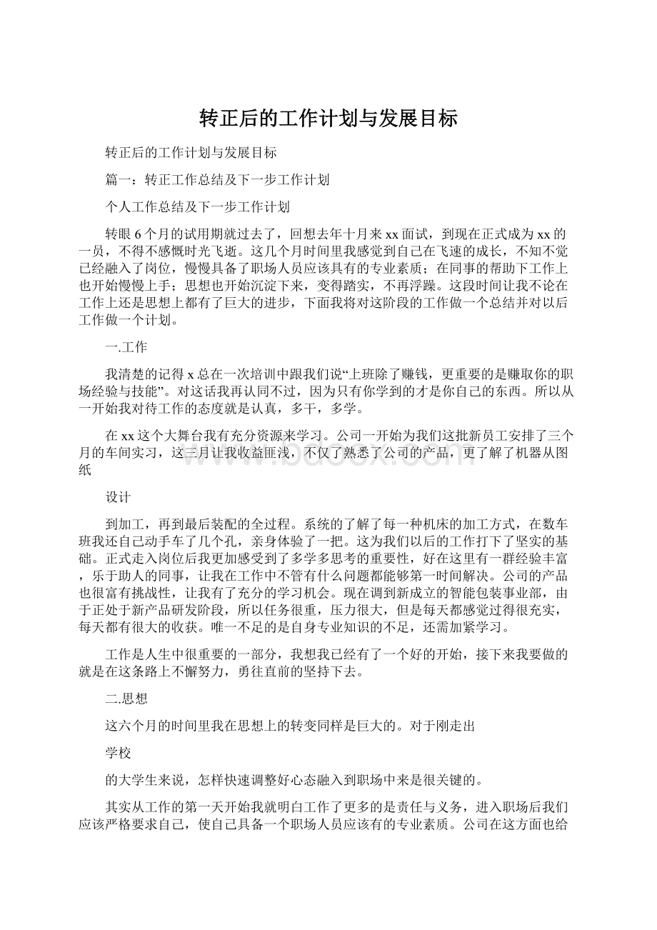 转正后的工作计划与发展目标.docx