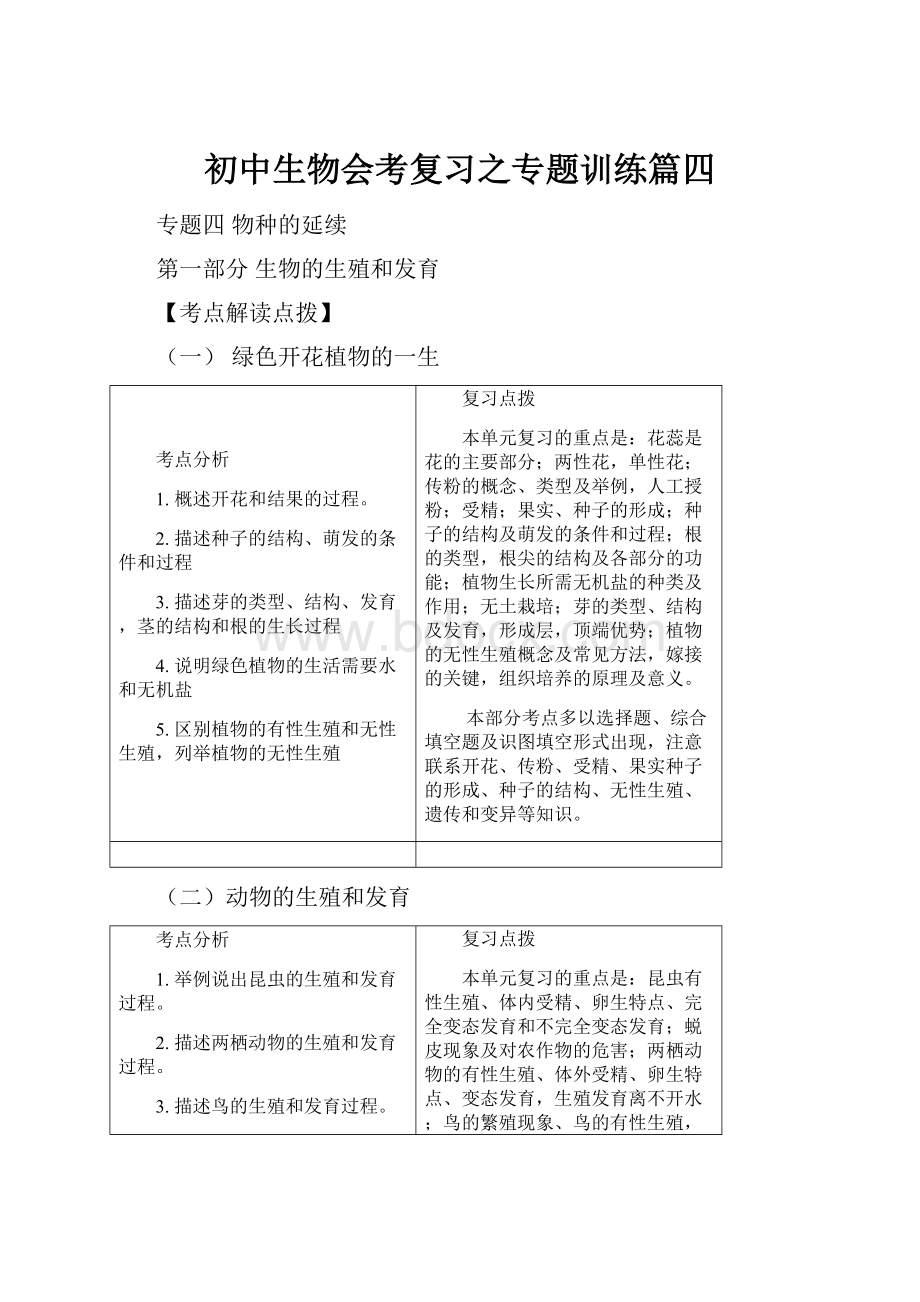 初中生物会考复习之专题训练篇四.docx_第1页