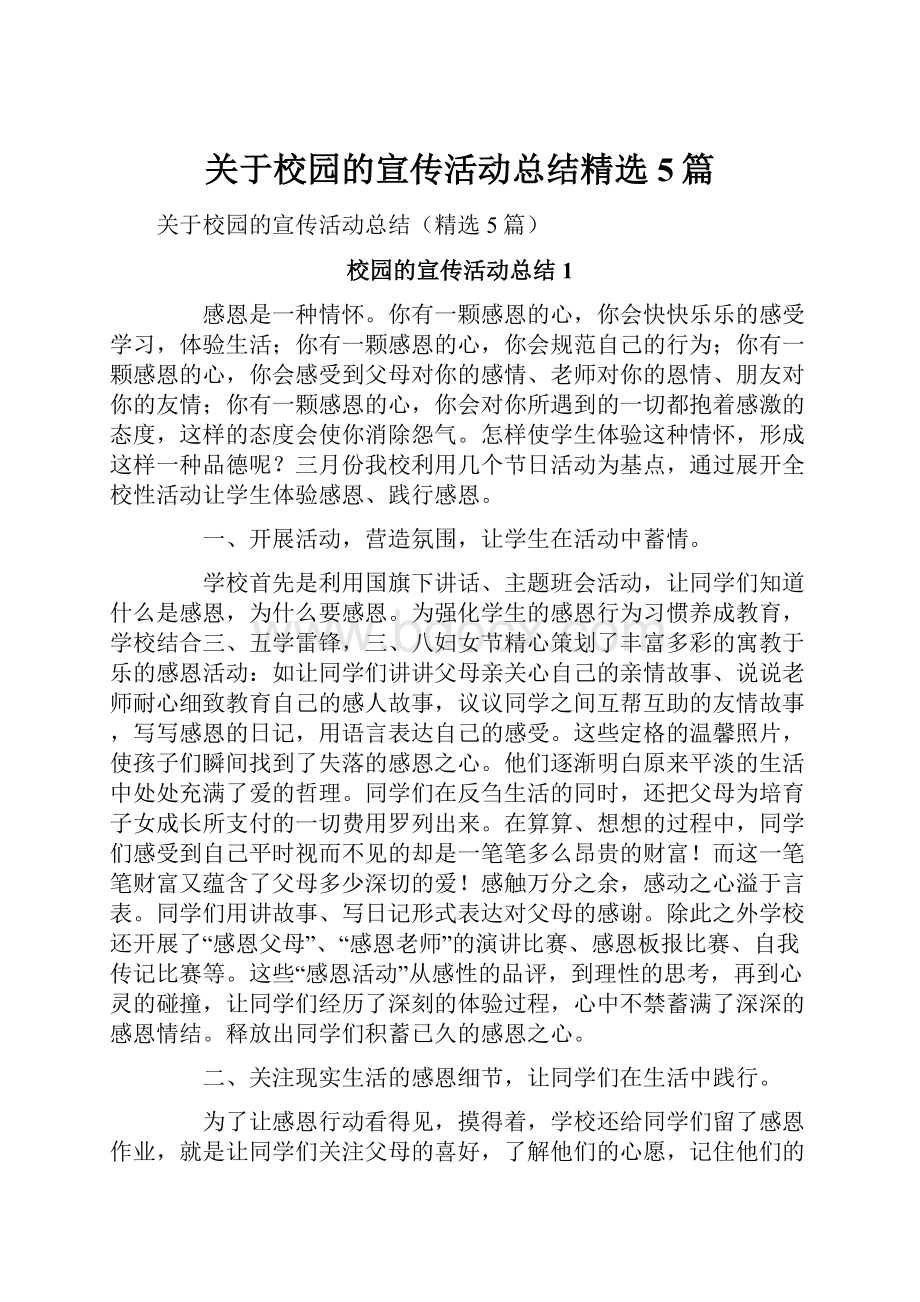 关于校园的宣传活动总结精选5篇.docx