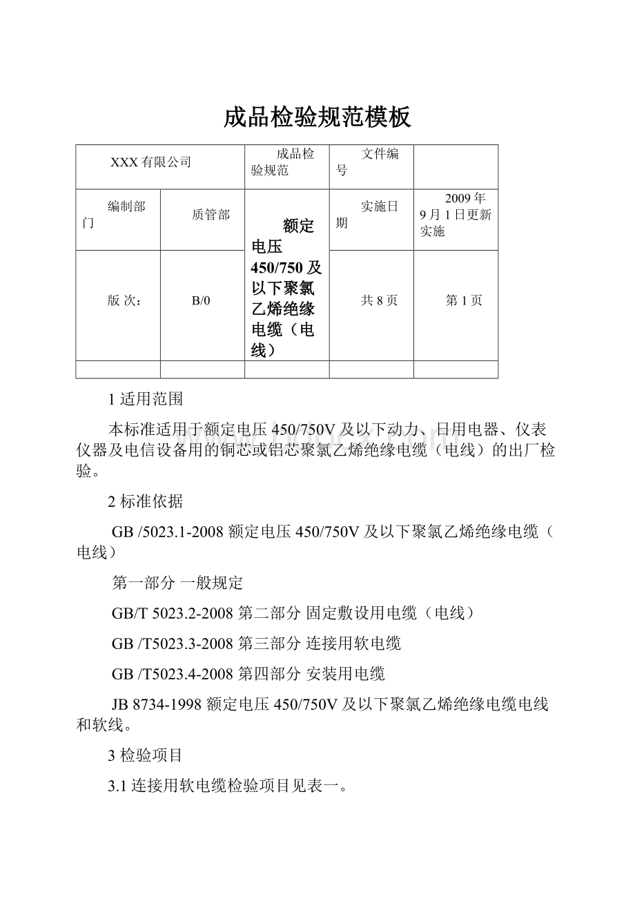 成品检验规范模板.docx