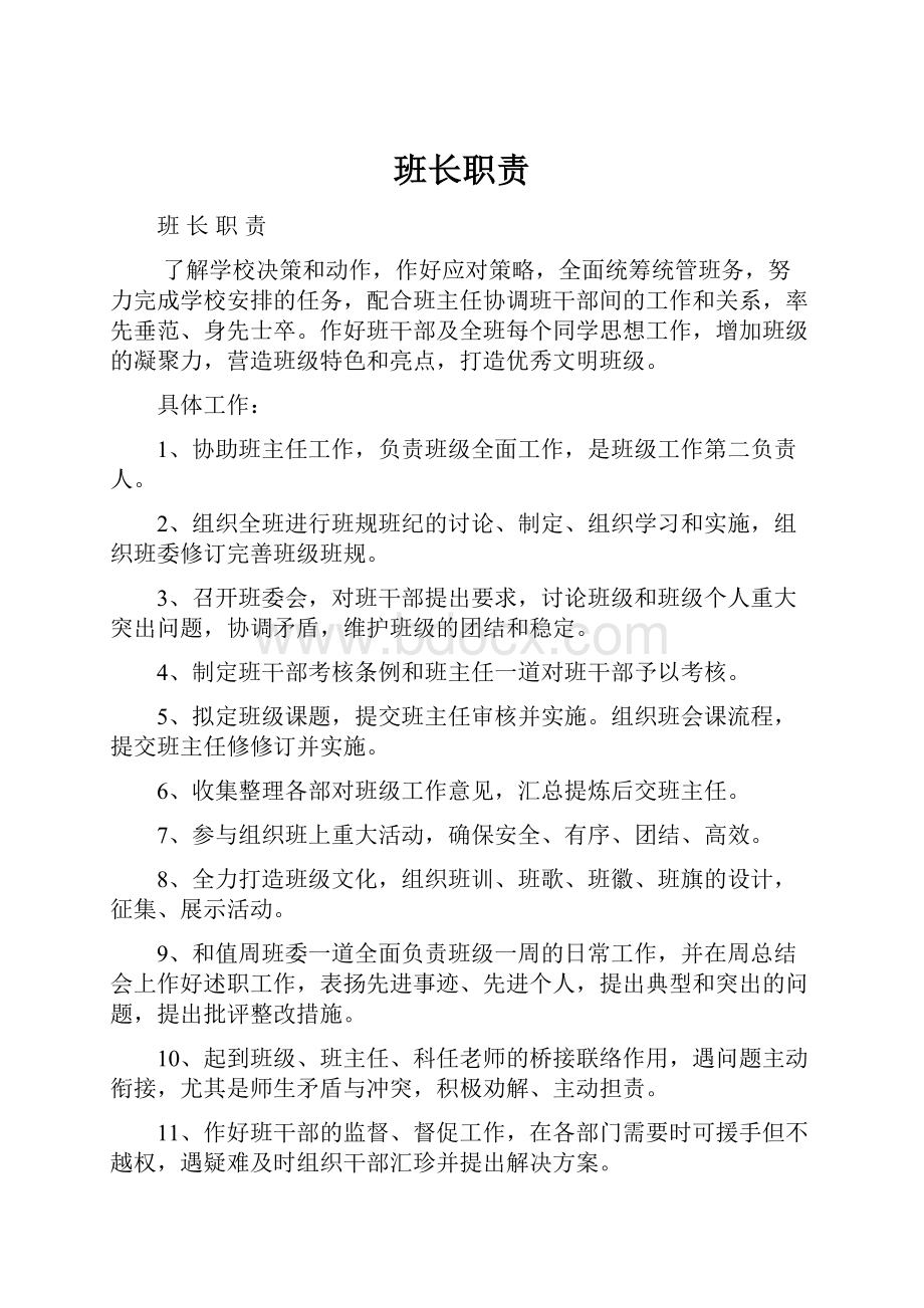 班长职责.docx_第1页