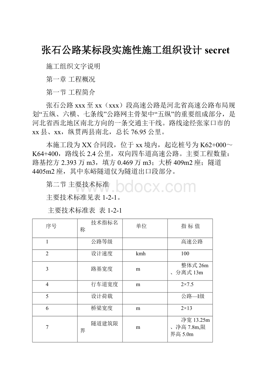 张石公路某标段实施性施工组织设计secret.docx_第1页