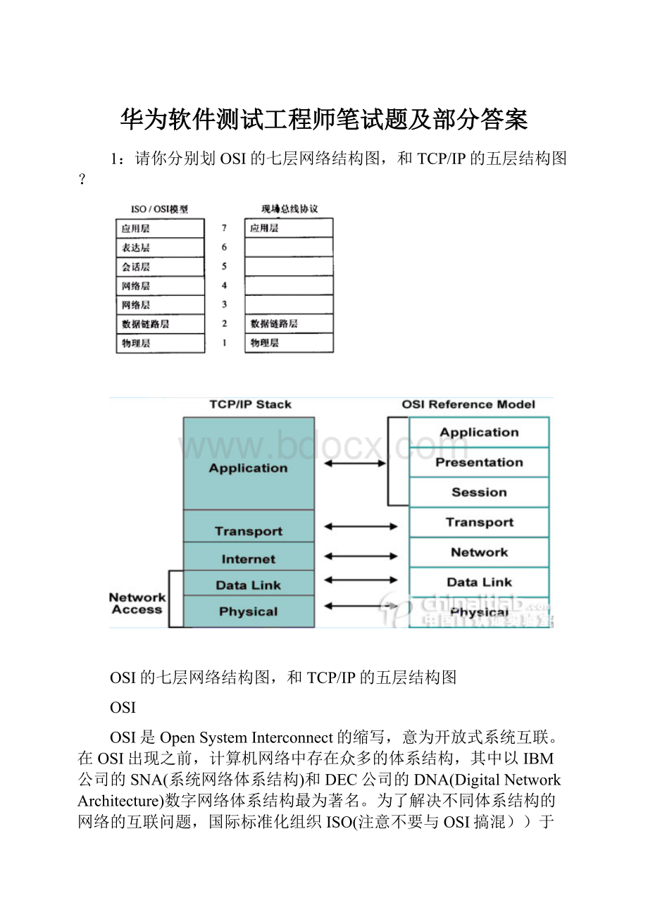 华为软件测试工程师笔试题及部分答案.docx_第1页