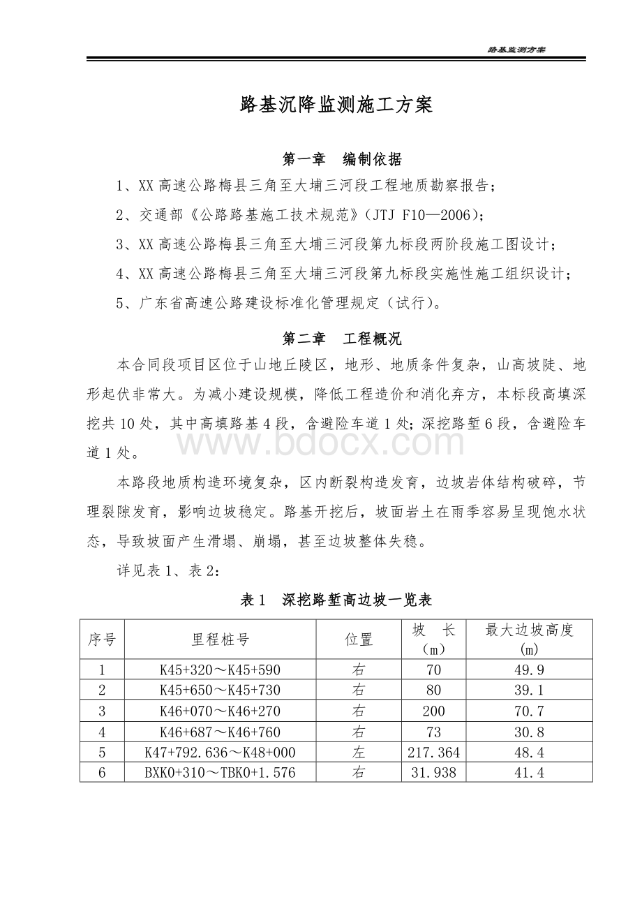 路基沉降监测施工方案..doc_第1页