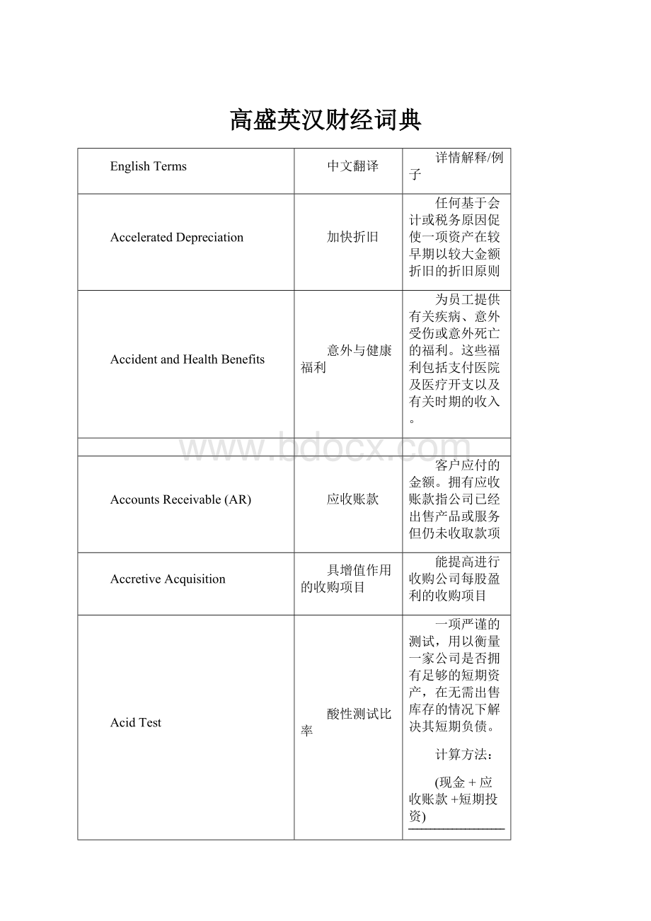 高盛英汉财经词典.docx