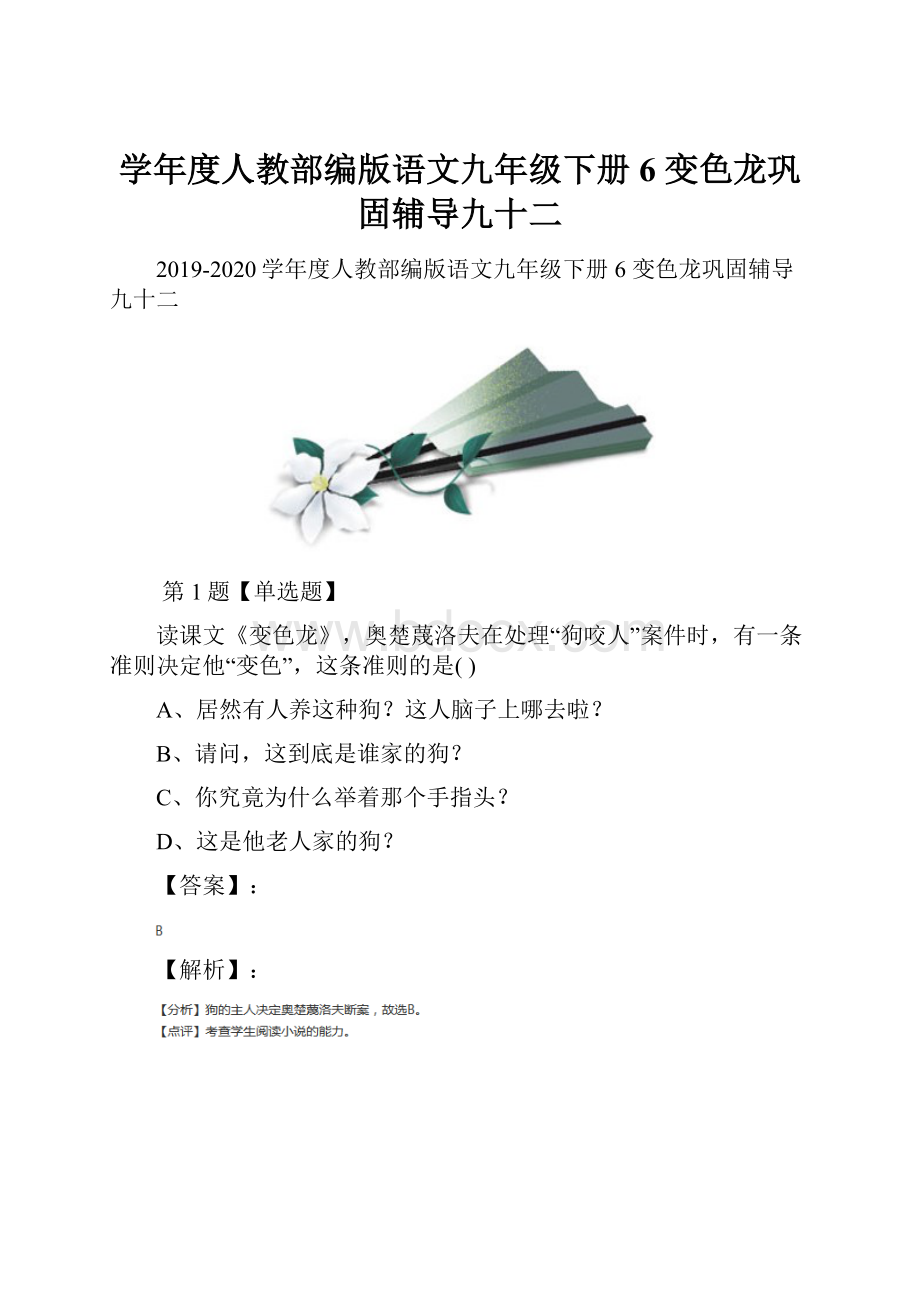 学年度人教部编版语文九年级下册6 变色龙巩固辅导九十二.docx_第1页