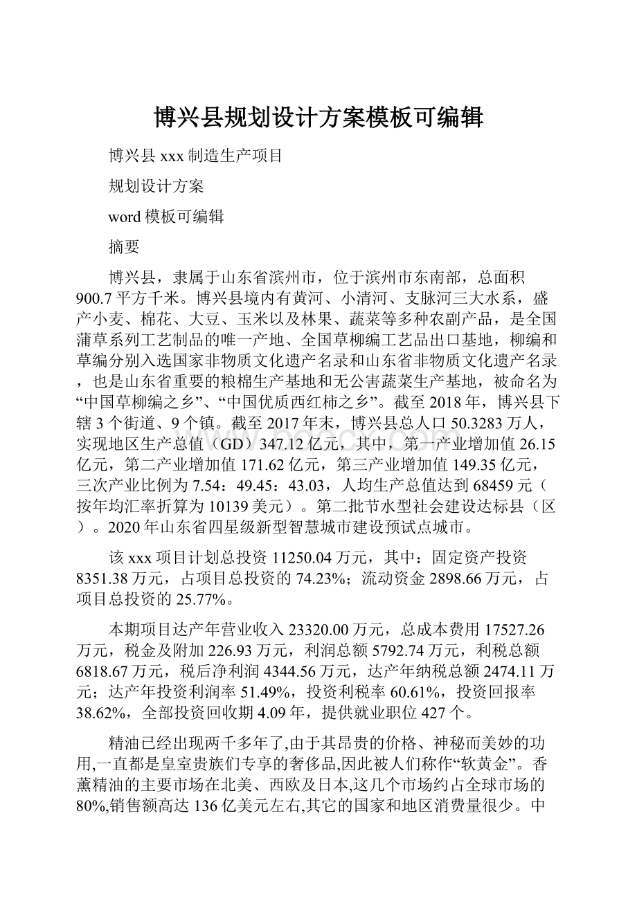 博兴县规划设计方案模板可编辑.docx