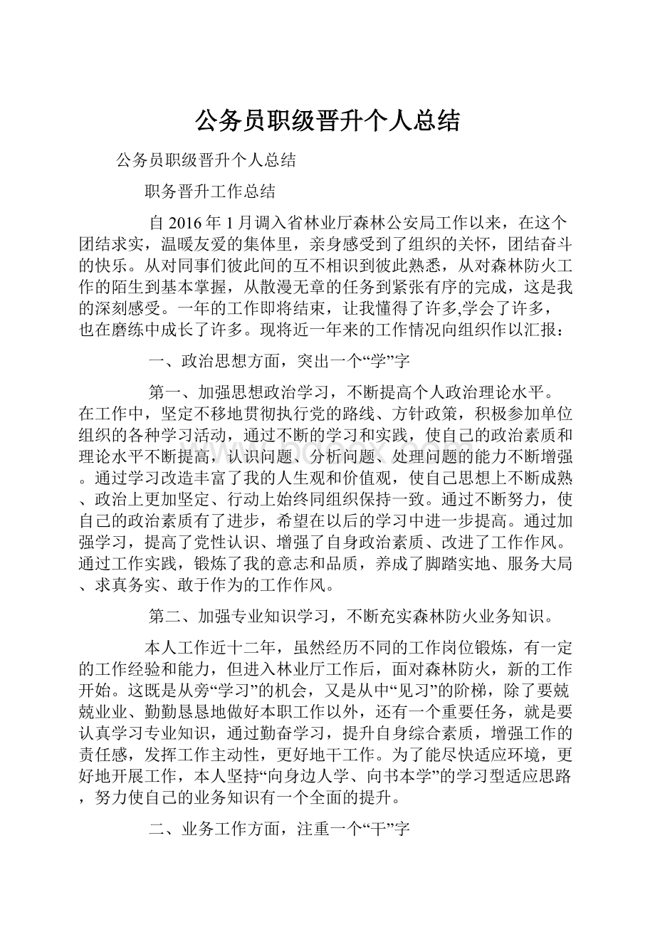 公务员职级晋升个人总结.docx