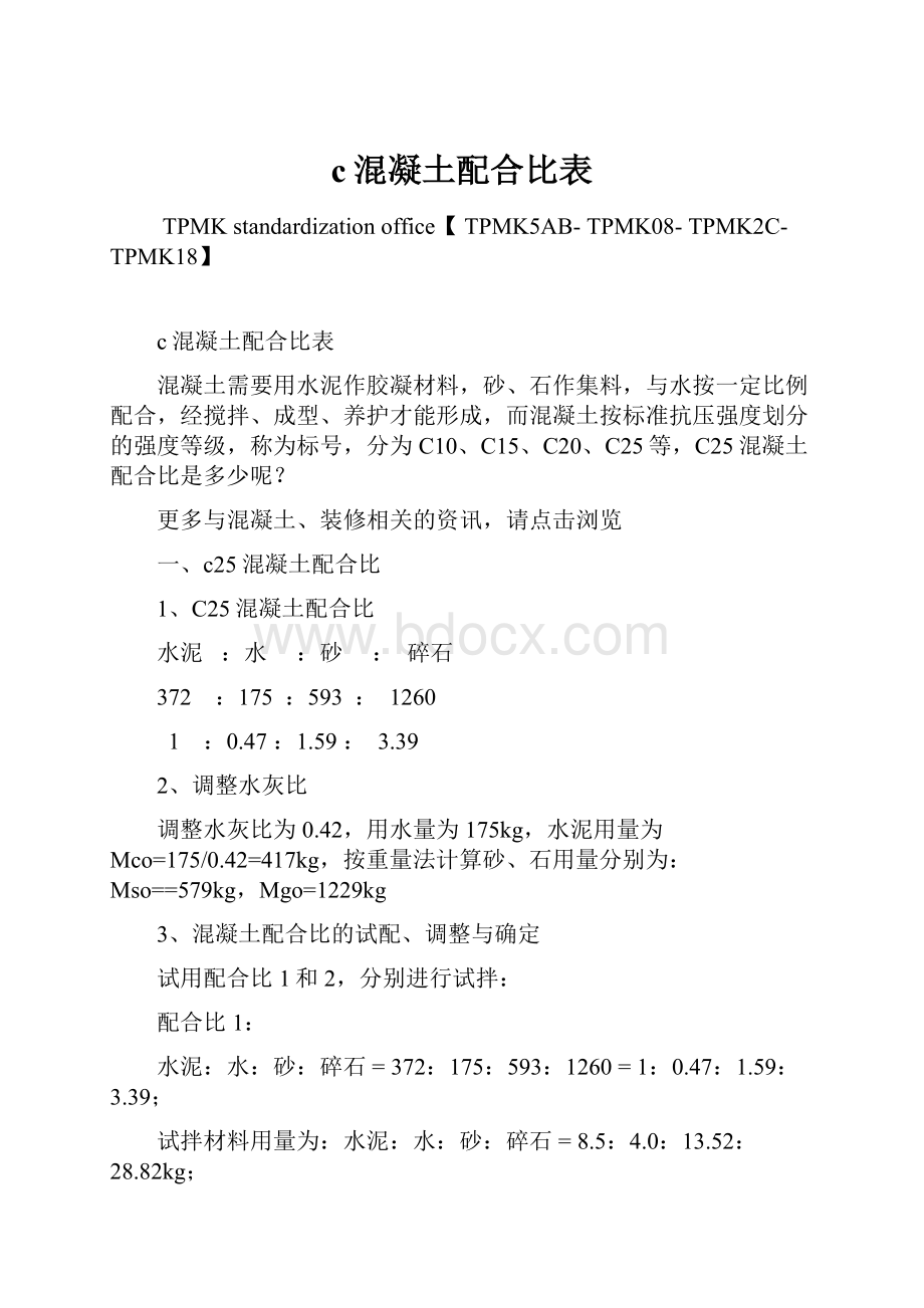 c混凝土配合比表.docx_第1页