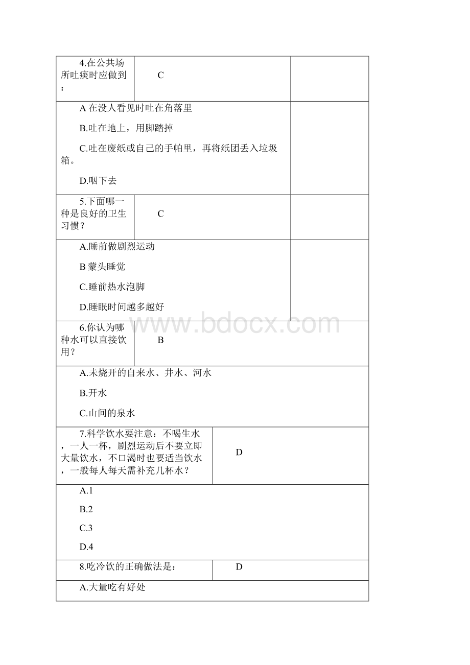 上海市青少年健康知识网上竞赛题库小学组.docx_第2页