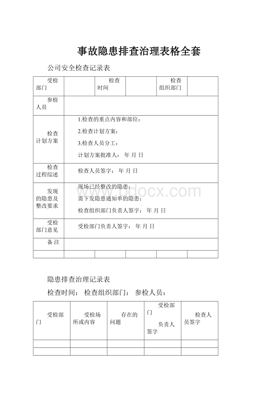 事故隐患排查治理表格全套.docx_第1页