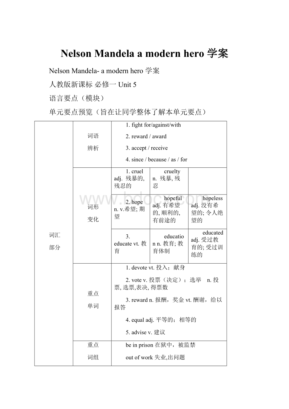 Nelson Mandela a modern hero 学案.docx_第1页