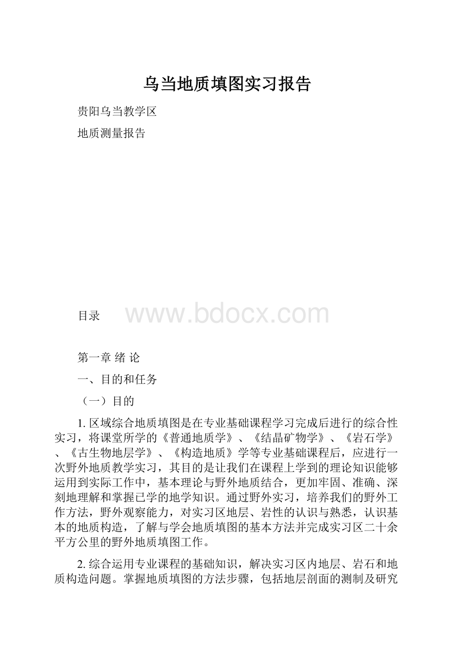 乌当地质填图实习报告.docx