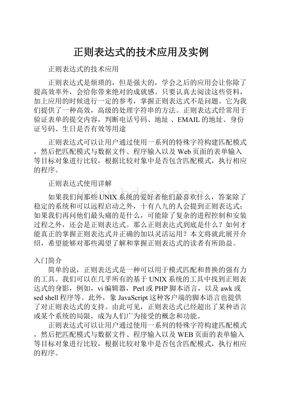 正则表达式的技术应用及实例.docx