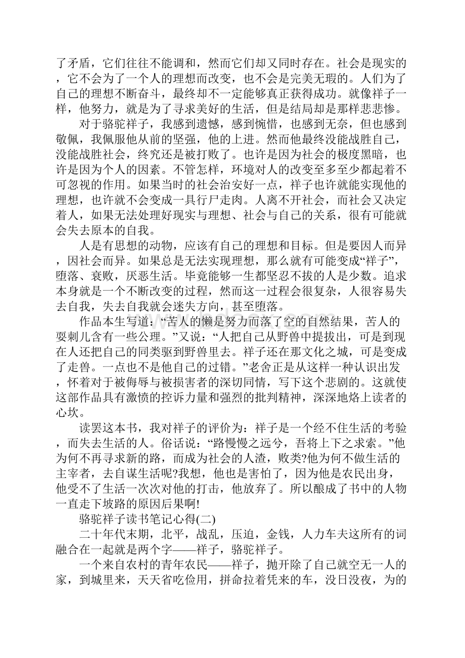 分享的骆驼祥子读书笔记心得样文.docx_第3页