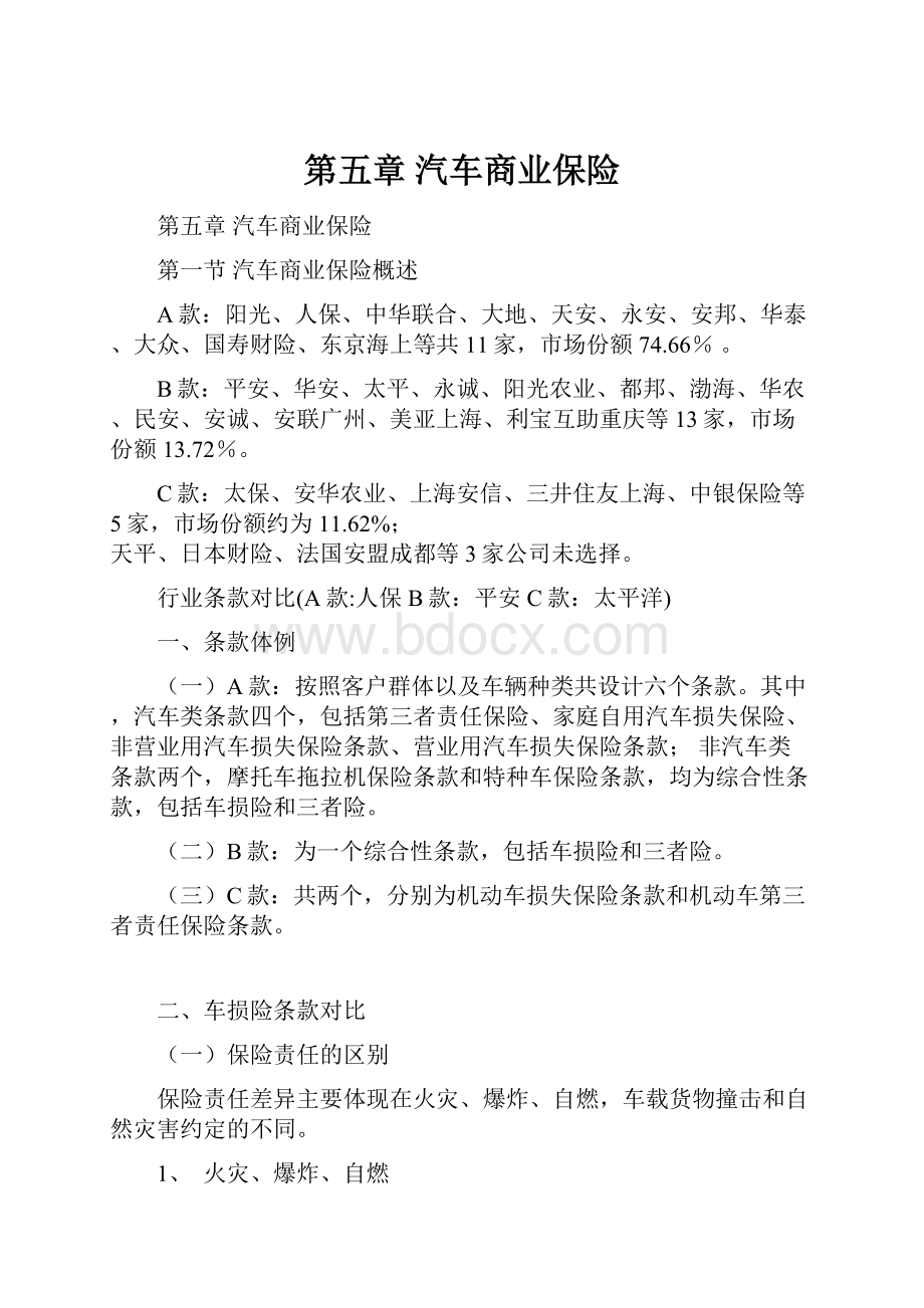 第五章 汽车商业保险.docx