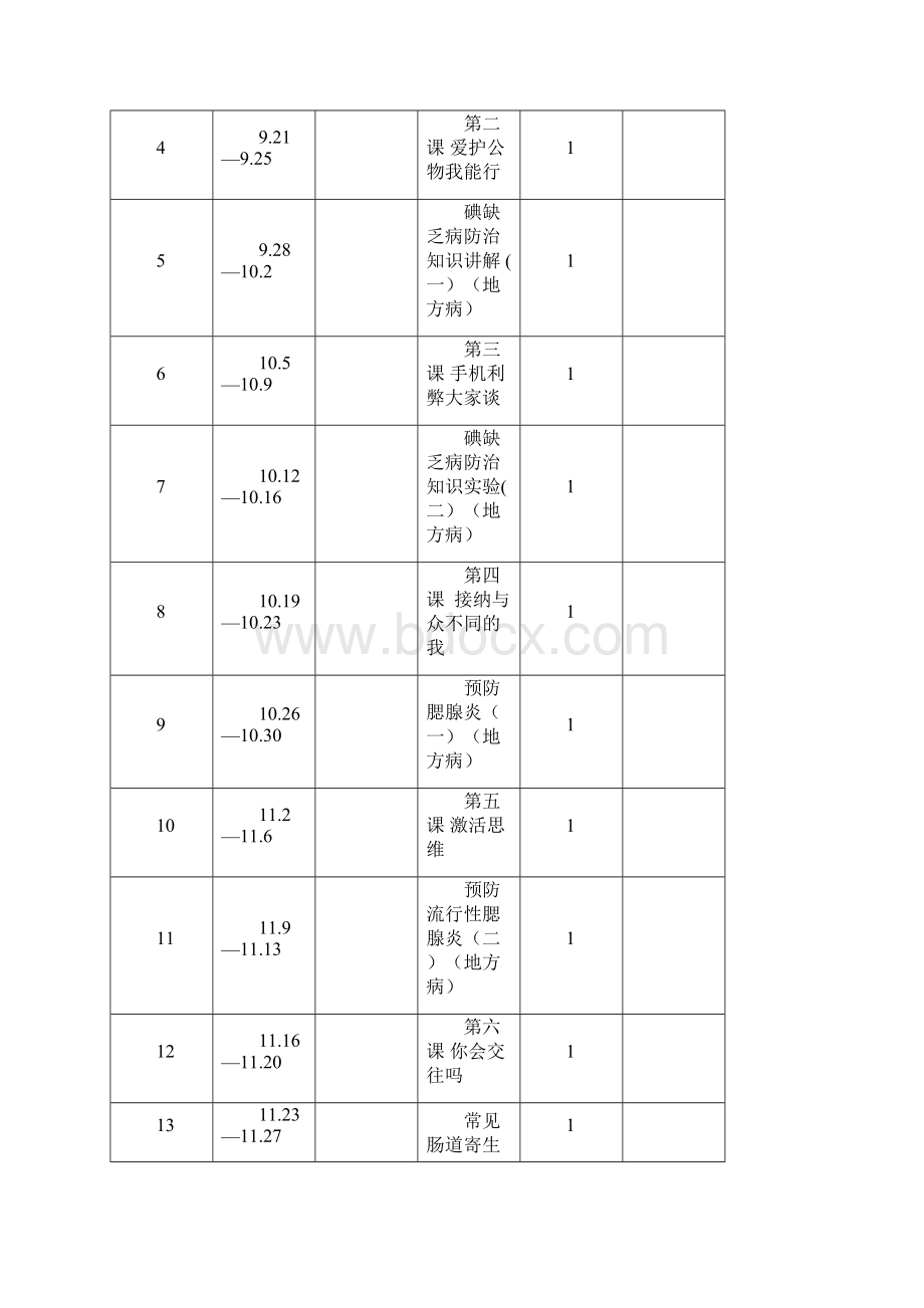 宁夏地方教材六年级上册成长教育进度计划教案.docx_第3页